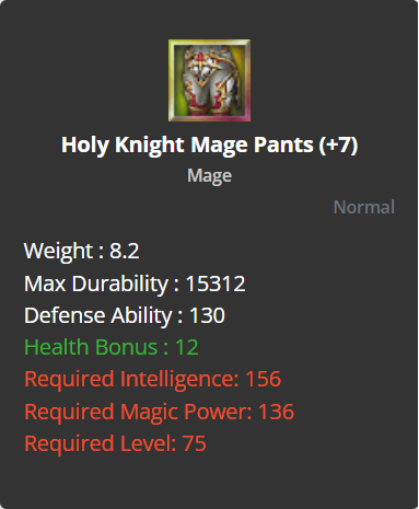 Holy Knight Mage Pants +7