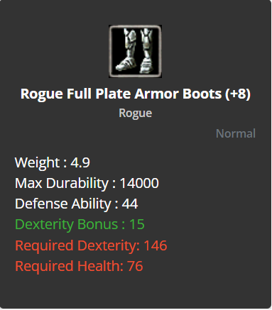 Rogue Full Plate Armor Boots +8