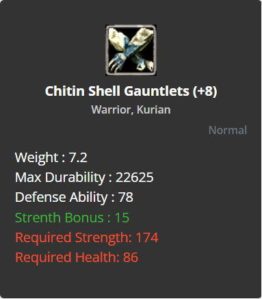 Chitin Shell Gauntlets +8