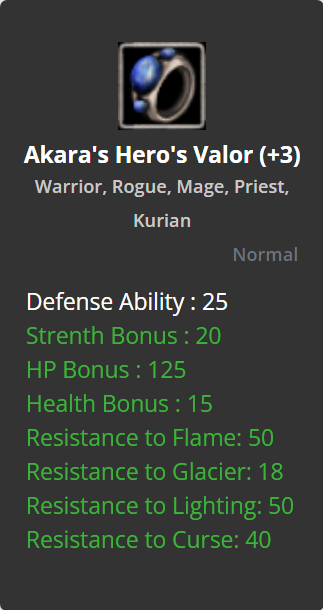 Akara's Hero's Valor +3