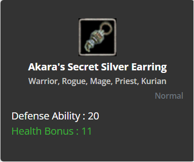 Akara's Secret Silver Earring +0